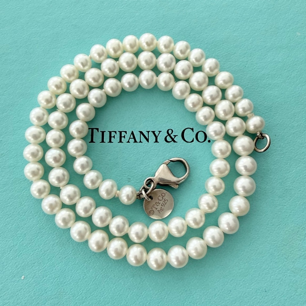 Tiffany & Co. Classic 5-6mm Pearl Necklace Sterling Silver 16” w/ Packaging